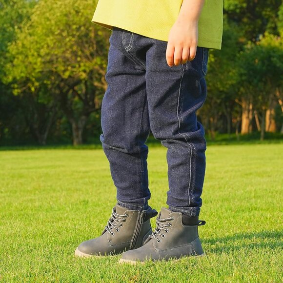 Kids Zipper Grey Ankle Boots Kids Sneaker with Boot-Like High Top Design - Picture 3 of 6